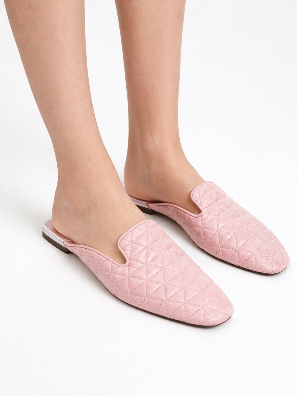 SCHUTZ Adra Quilted Flat Mules in Pink Size 10